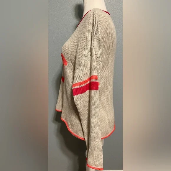 Natural Life Smiley Face Gray Knit Sweater Boho Cozy Oversized Pullover Medium - Picture 4 of 8